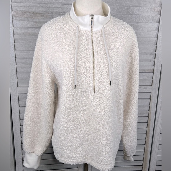C&C CALIFORNIA Sherpa Fleece 1/2 Zip Pullover Ivory-Medium - Picture 1 of 3